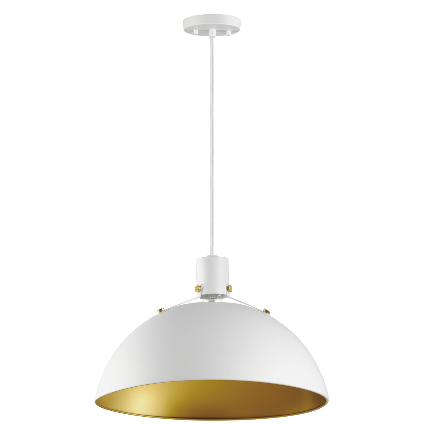12048WTSBR - 1 Light Dawn 20" Pendant - White/Satin Brass