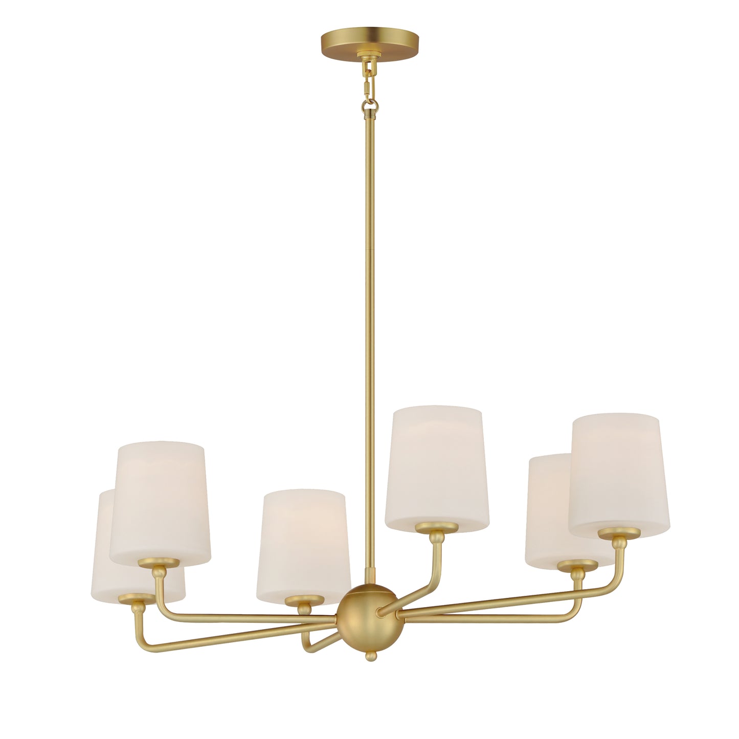 12096SWSBR - 6 Light Bristol 34" Chandelier - Satin Brass