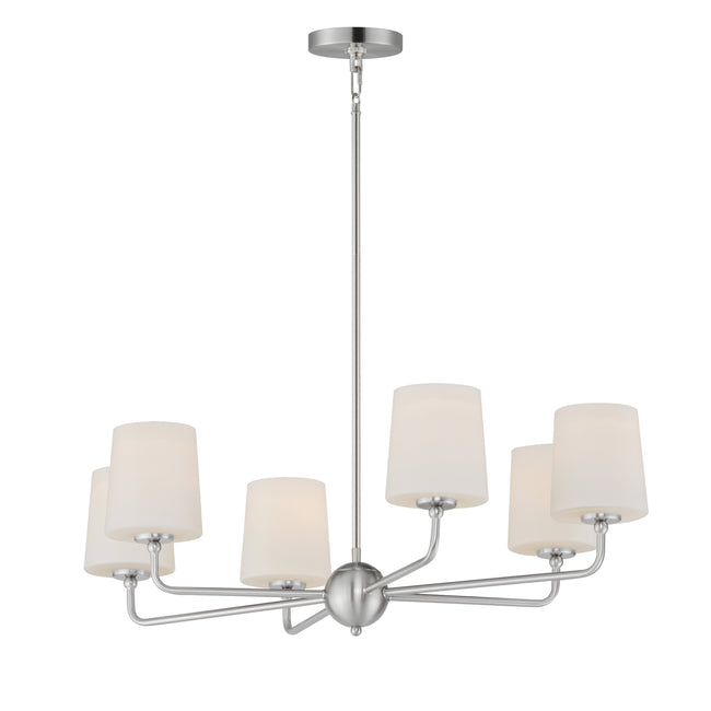 12096SWSN - 6 Light Bristol 34" Chandelier - Satin Nickel