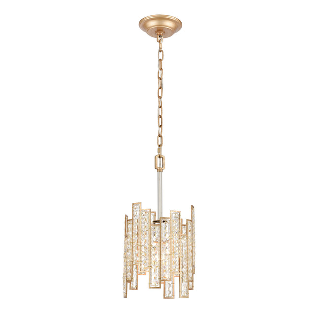 ELK Lighting 12132/1 - Equilibrium 8" Wide 1-Light Mini Pendant in Matte Gold with Clear Crystal