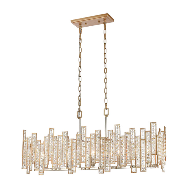 ELK Lighting 12136/5 - Equilibrium 34" Wide 5-Light Linear Chandelier in Matte Gold with Clear Cryst