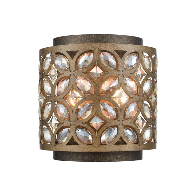 ELK Lighting 12150/2 - Rosslyn 8" Wide 2-Light Sconce in Mocha and Deep Bronze with Crystal and Meta