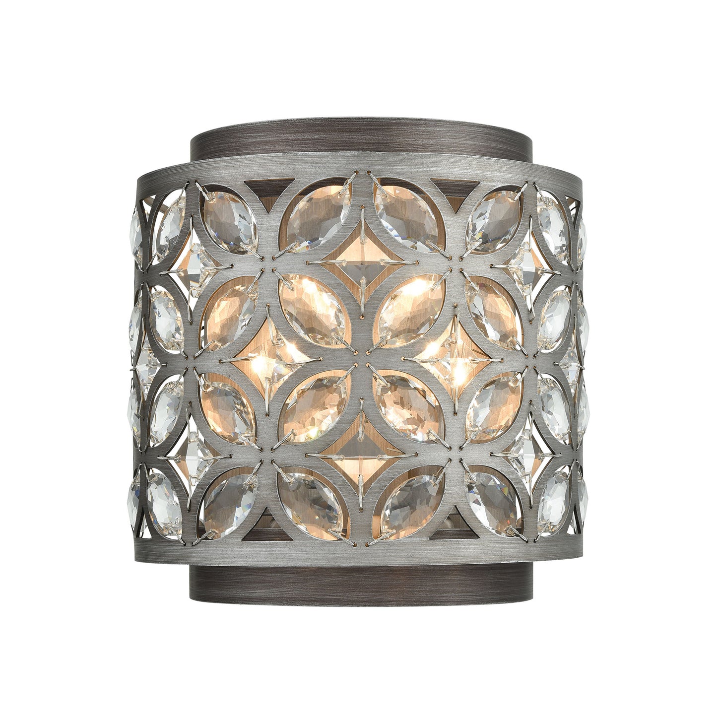 ELK Lighting 12160/2 - Rosslyn 8" Wide 2-Light Sconce in Weathered Zinc and Matte Silver with Crysta