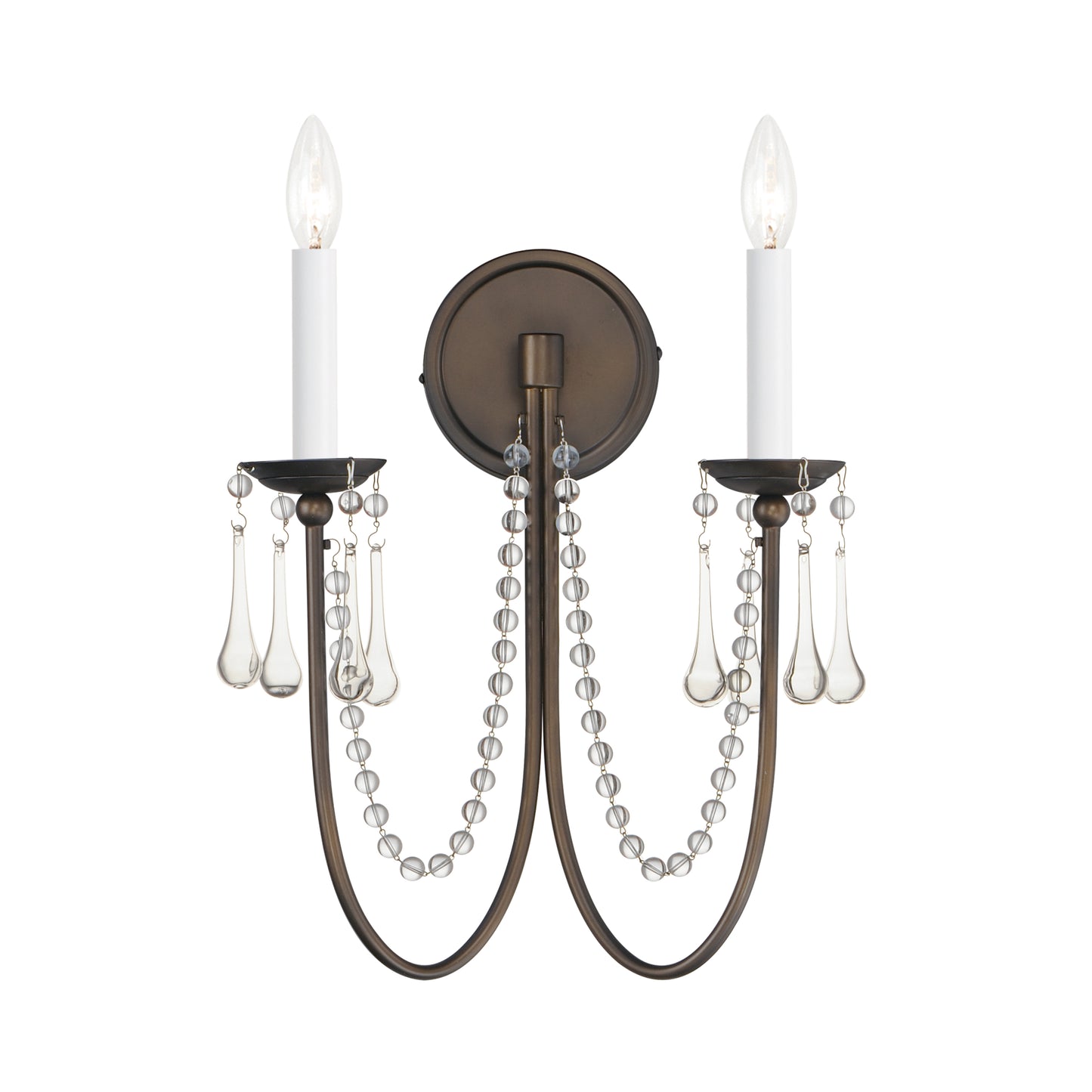 12161CHB/CRY - 2 Light Plumette 14" Wall Sconce - Chestnut Bronze