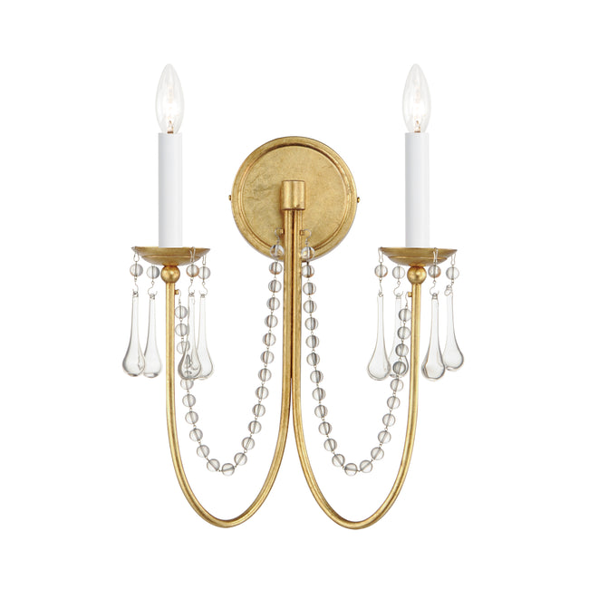 12161GL/CRY - 2 Light Plumette 14" Wall Sconce - Gold Leaf