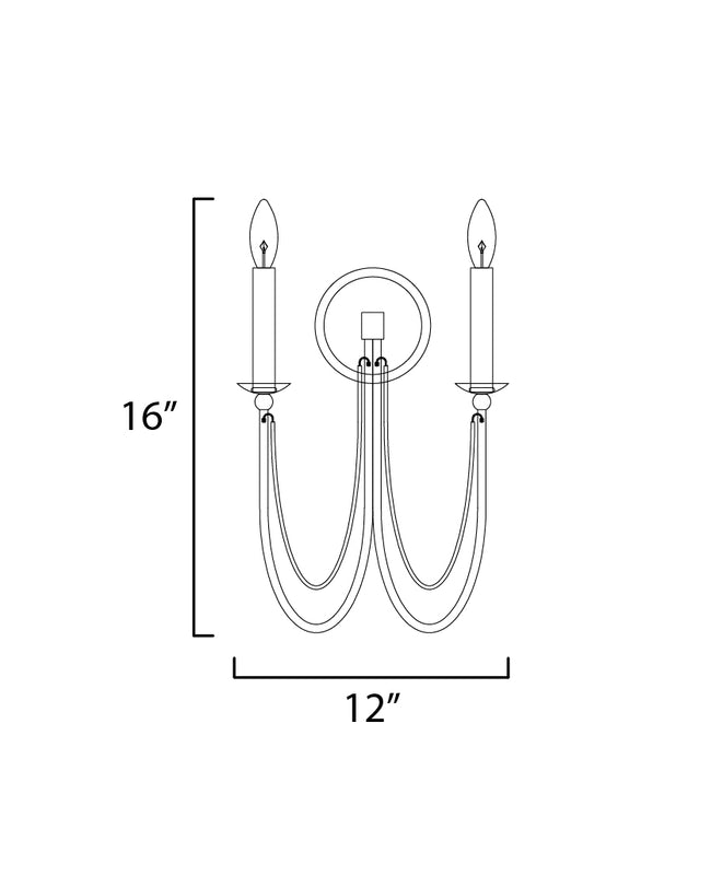 12161GL/CRY - 2 Light Plumette 14" Wall Sconce - Gold Leaf