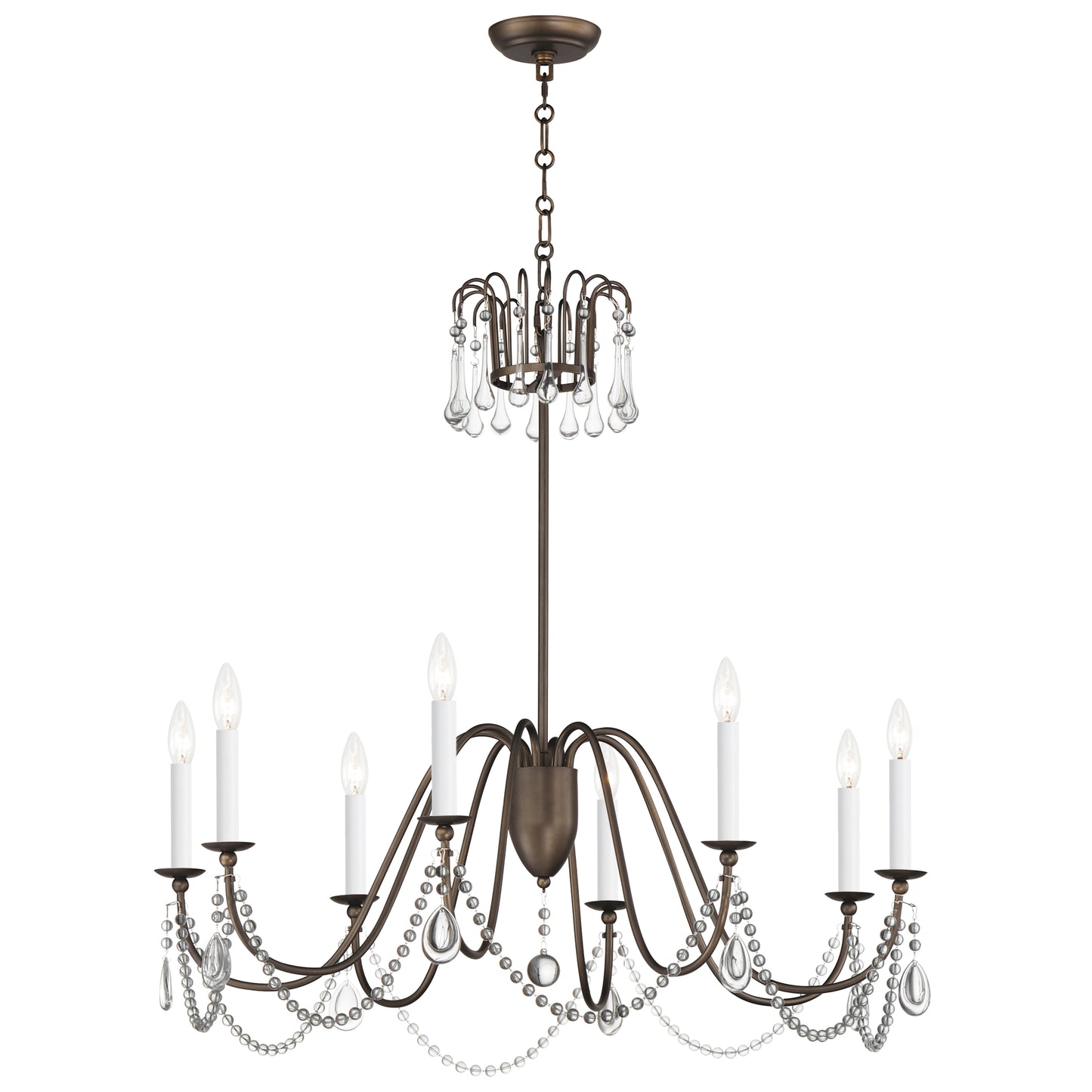 12168CHB/CRY - 8 Light Plumette 36" Chandelier - Chestnut Bronze
