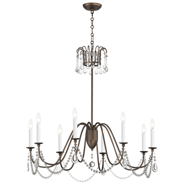 12168CHB/CRY - 8 Light Plumette 36" Chandelier - Chestnut Bronze