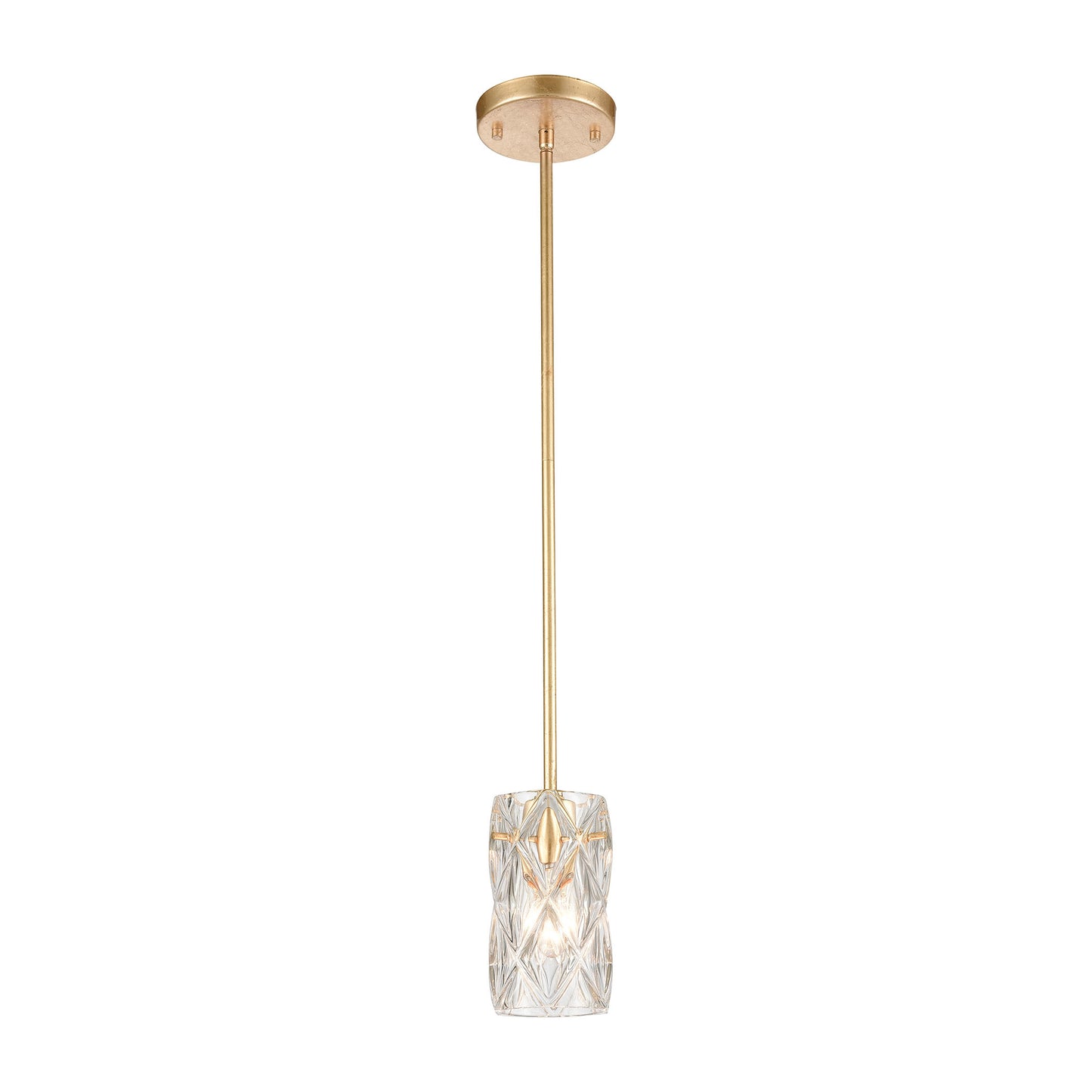 ELK Lighting 12273/1 - Jenning 4" Wide 1-Light Mini Pendant in Parisian Gold Leaf with Clear Crystal