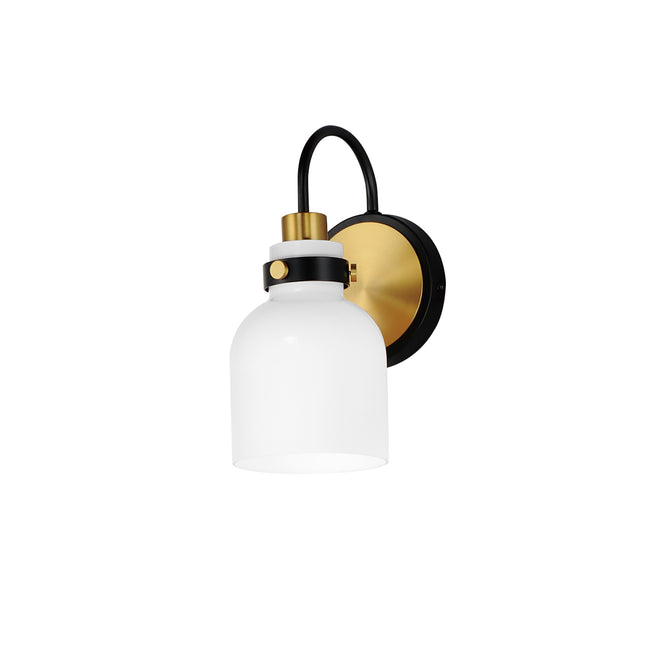 12331WTBKSBR - 1 Light Milk 5" Wall Sconce - Satin Brass