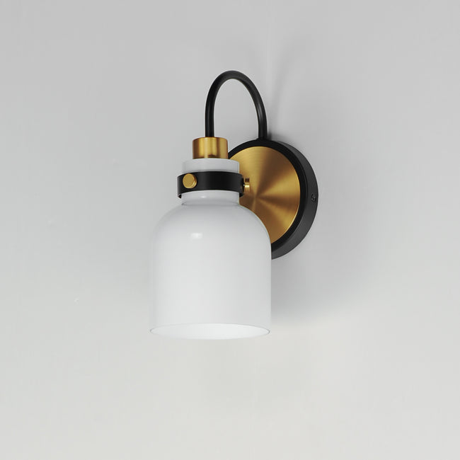 12331WTBKSBR - 1 Light Milk 5" Wall Sconce - Satin Brass
