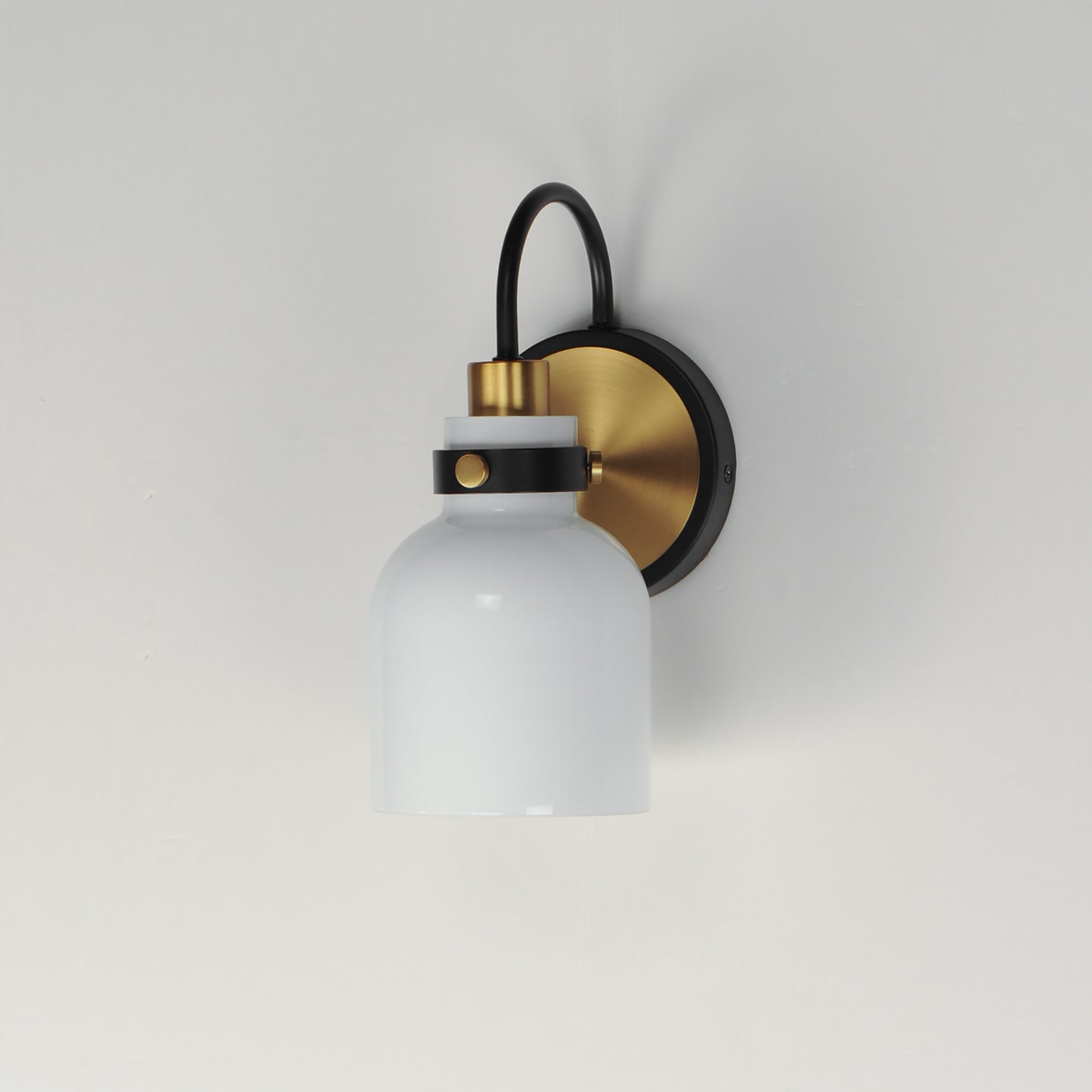 12331WTBKSBR - 1 Light Milk 5" Wall Sconce - Satin Brass