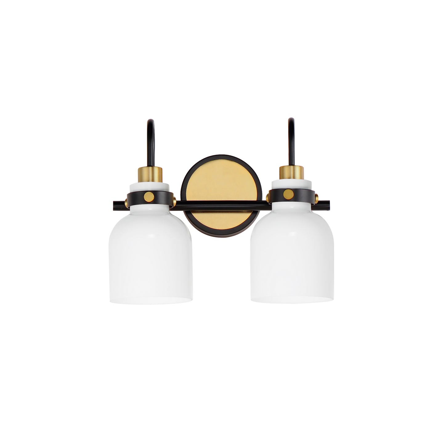 12332WTBKSBR - 2 Light Milk 14" Vanity Light - Satin Brass