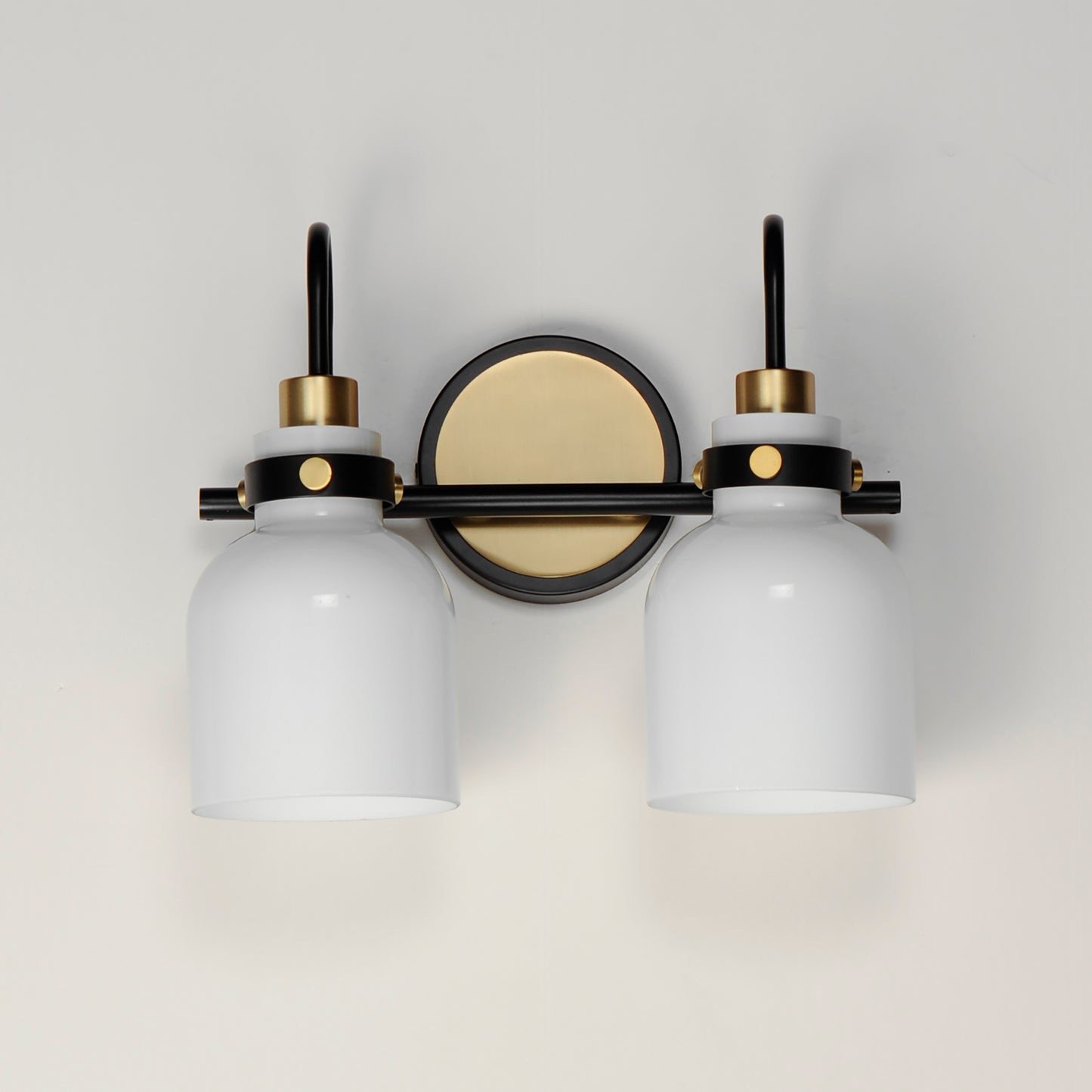 12332WTBKSBR - 2 Light Milk 14" Vanity Light - Satin Brass