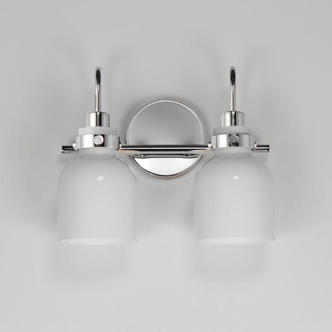 12332WTPC - 2 Light Milk 14" Vanity Light - Polished Chrome