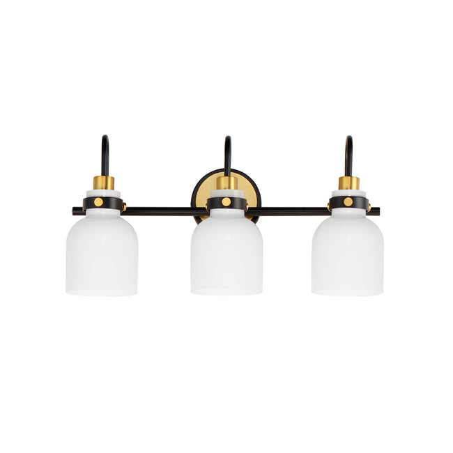 12333WTBKSBR - 3 Light Milk 22" Vanity Light - Satin Brass