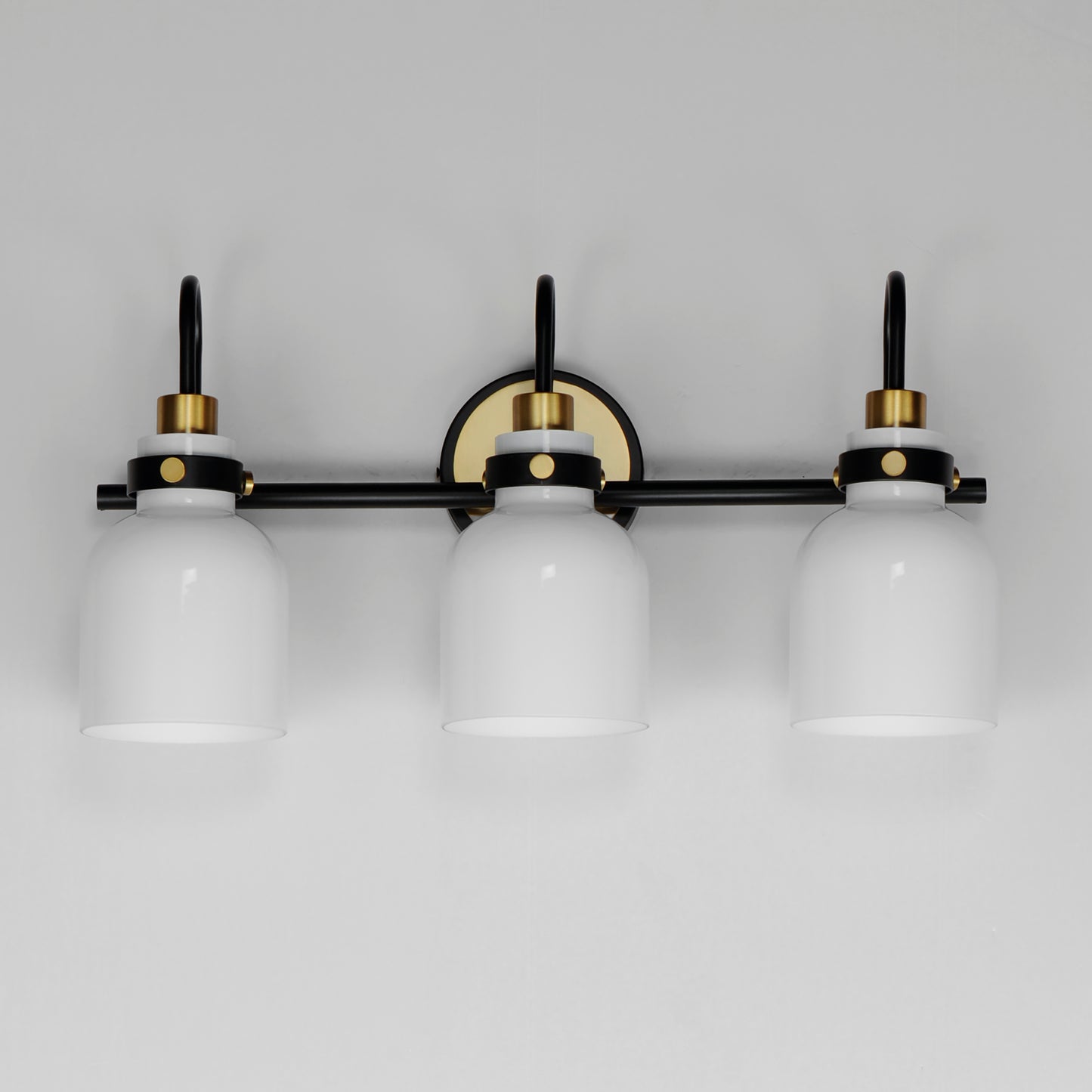 12333WTBKSBR - 3 Light Milk 22" Vanity Light - Satin Brass