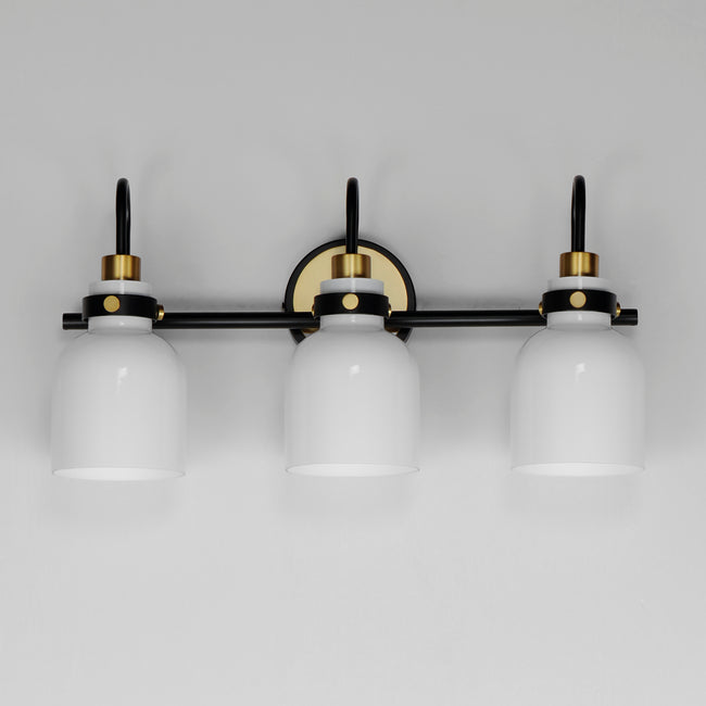 12333WTBKSBR - 3 Light Milk 22" Vanity Light - Satin Brass