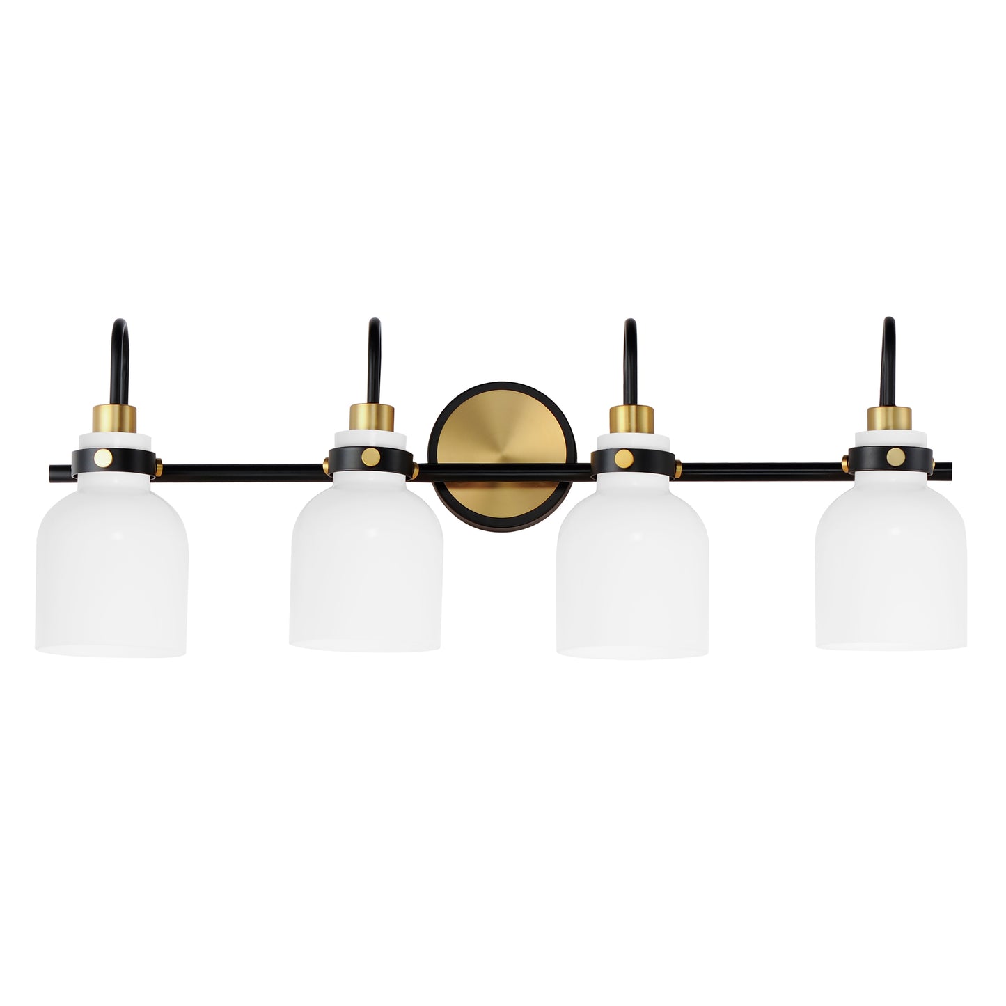 12334WTBKSBR - 4 Light Milk 31" Vanity Light - Satin Brass