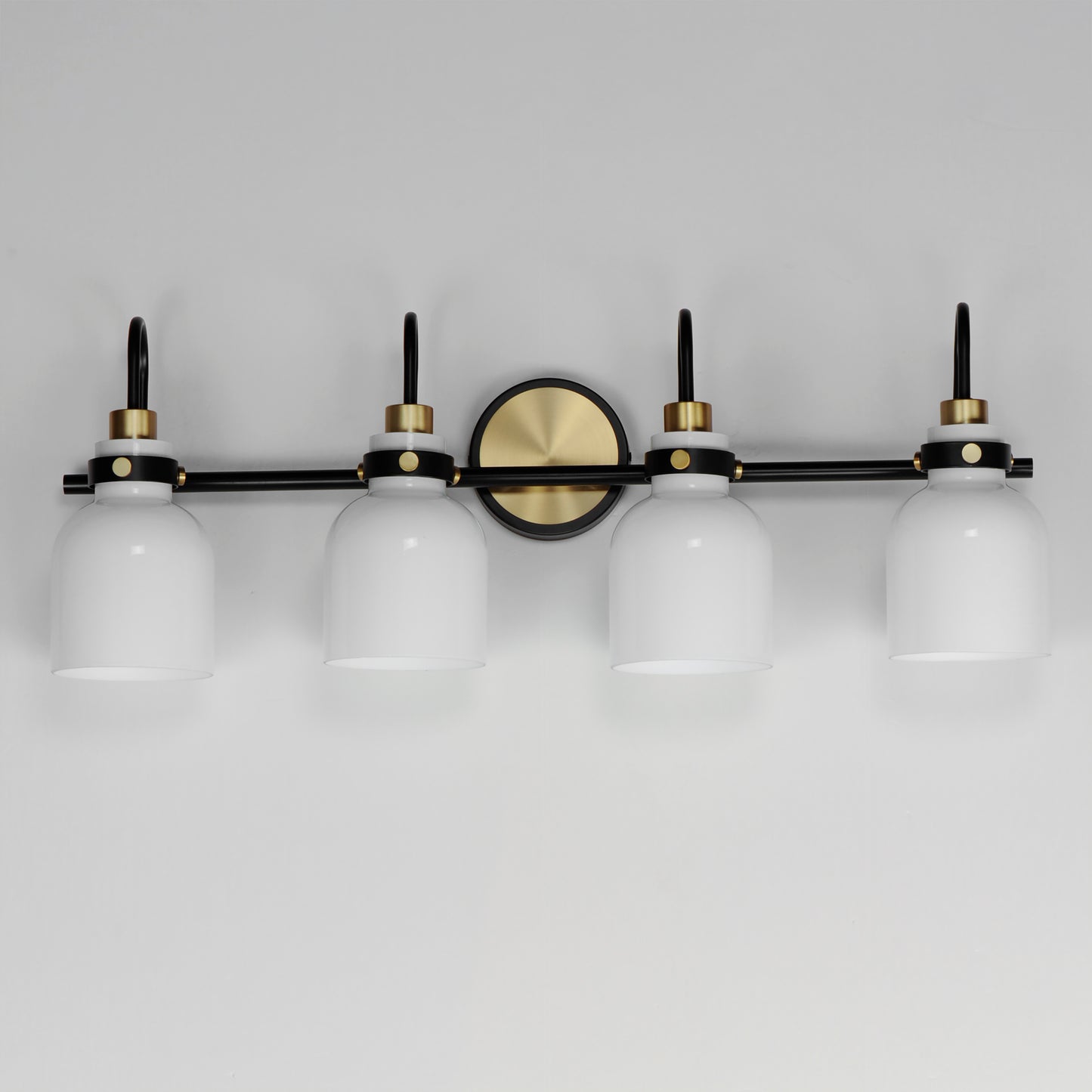 12334WTBKSBR - 4 Light Milk 31" Vanity Light - Satin Brass