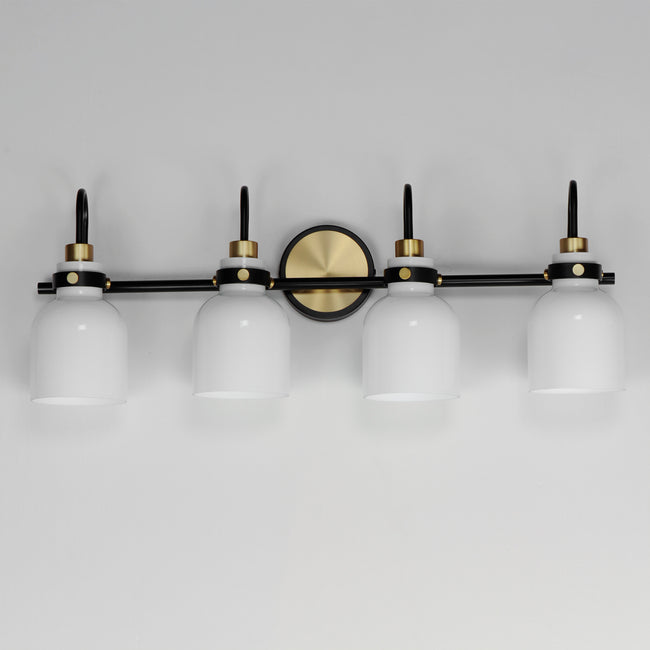12334WTBKSBR - 4 Light Milk 31" Vanity Light - Satin Brass