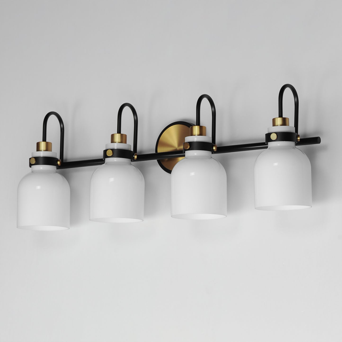 12334WTBKSBR - 4 Light Milk 31" Vanity Light - Satin Brass