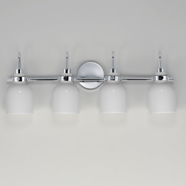 12334WTPC - 4 Light Milk 31" Vanity Light - Polished Chrome