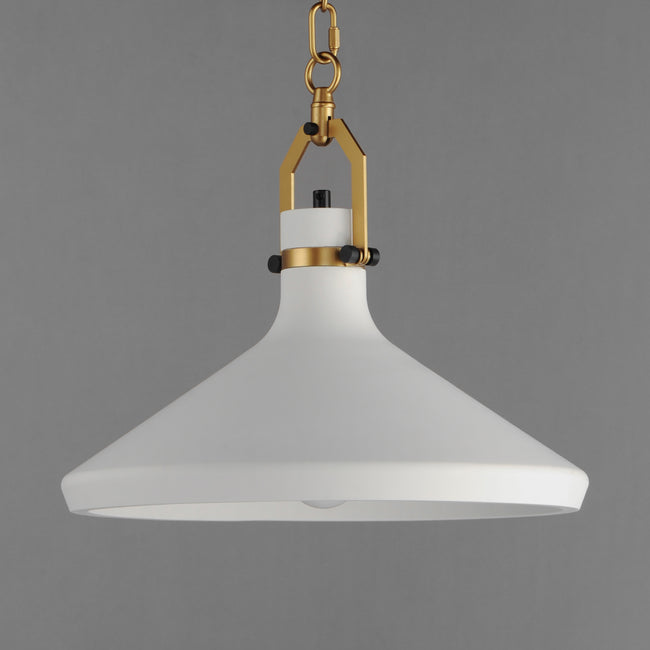 12386WTSBR - 1 Light Lumi 16" Pendant - Satin Brass