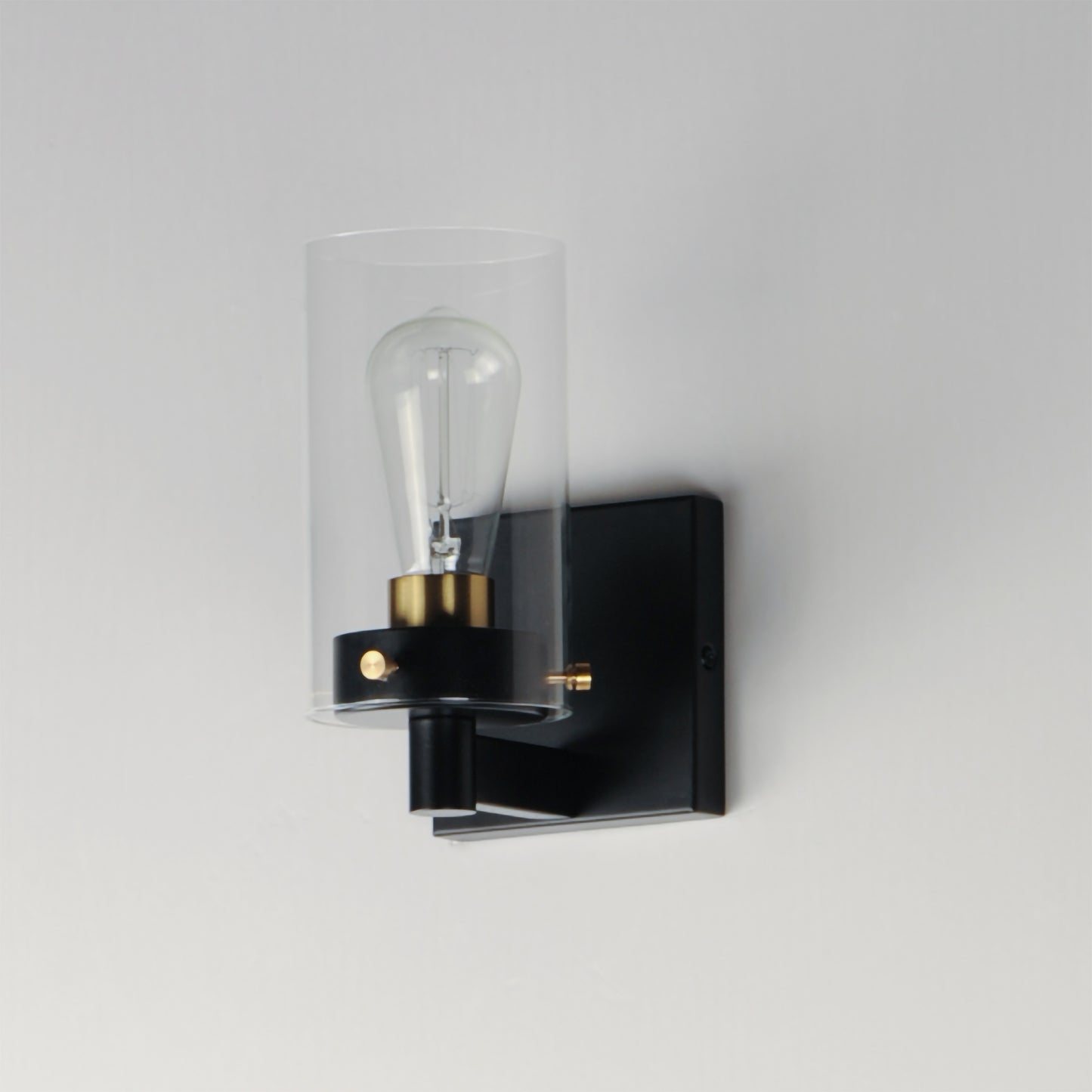 12401CLBKSBR - 1 Light Pinn 4.75" Wall Sconce - Black / Satin Brass