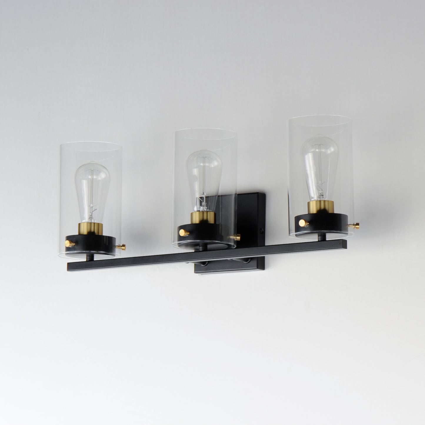 12403CLBKSBR - 3 Light Pinn 21" Vanity Light - Black / Satin Brass