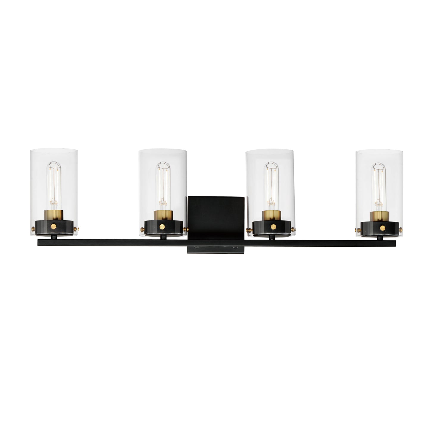 12404CLBKSBR - 4 Light Pinn 30" Vanity Light - Black / Satin Brass