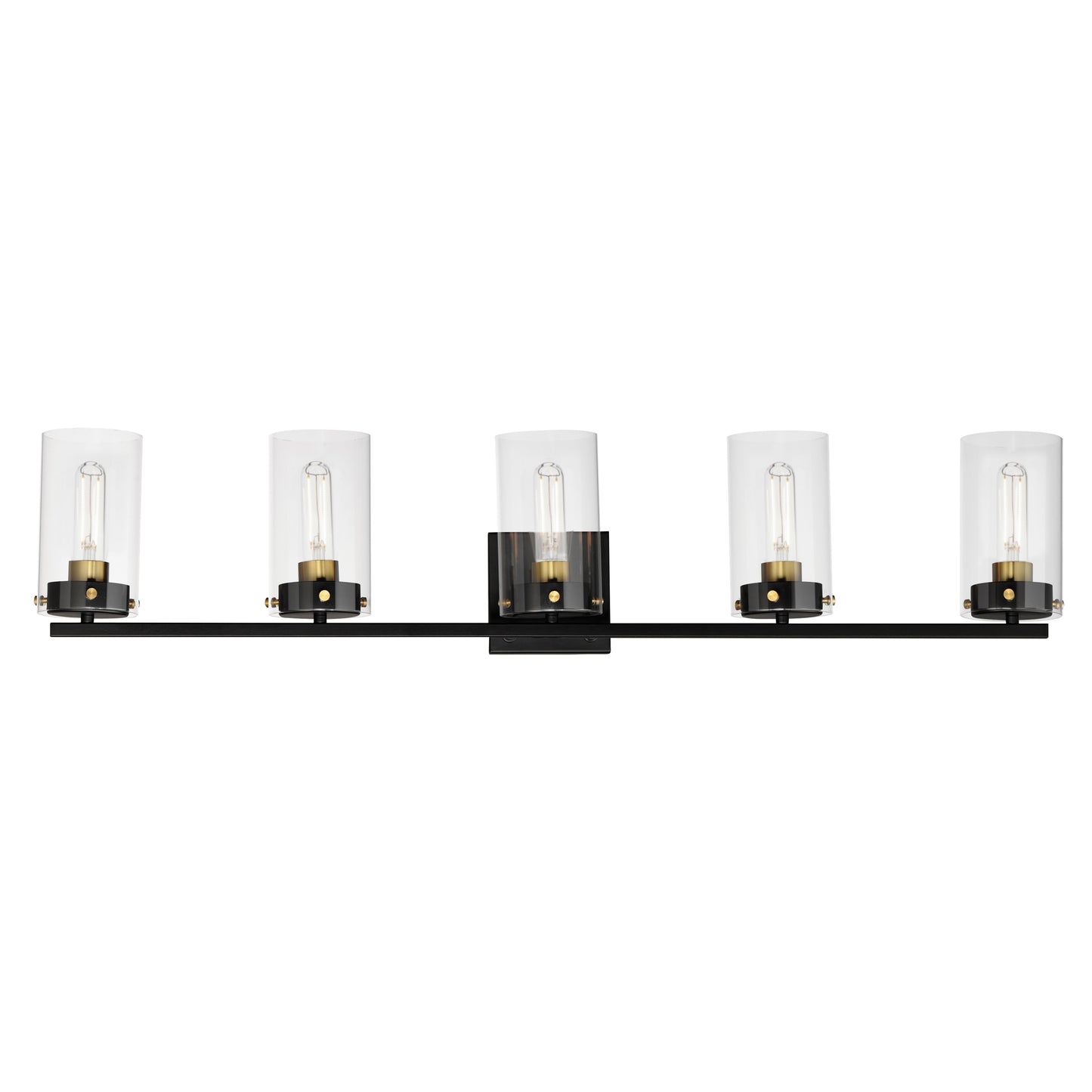 12405CLBKSBR - 5 Light Pinn 39" Vanity Light - Black / Satin Brass