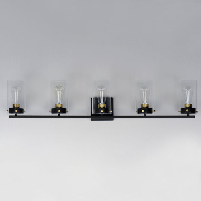 12405CLBKSBR - 5 Light Pinn 39" Vanity Light - Black / Satin Brass