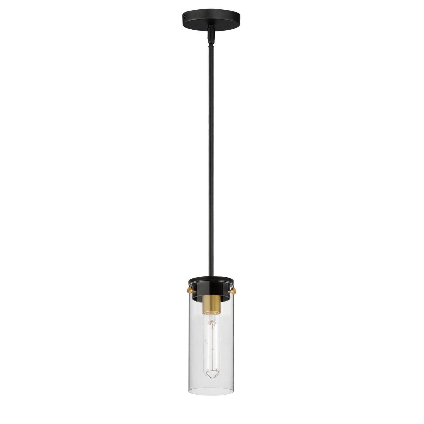 12406CLBKSBR - 1 Light Pinn 5" Pendant - Black / Satin Brass