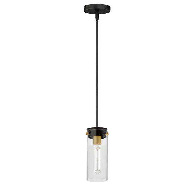 12406CLBKSBR - 1 Light Pinn 5" Pendant - Black / Satin Brass