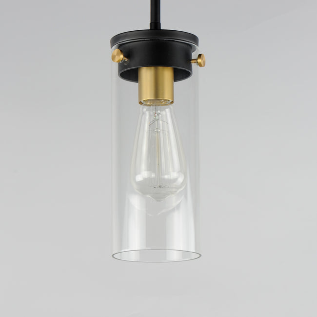 12406CLBKSBR - 1 Light Pinn 5" Pendant - Black / Satin Brass