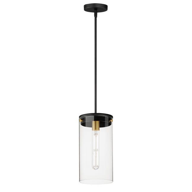 12408CLBKSBR - 1 Light Pinn 8" Pendant - Black / Satin Brass