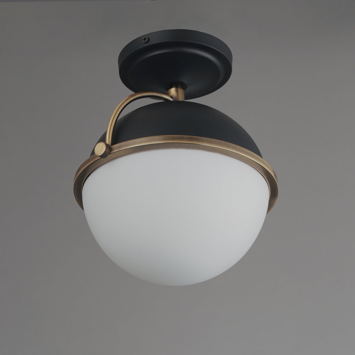 12410SWBKWBR - Duke 9.5" Semi Flush Mount Ceiling Light - Black/Weathered Brass