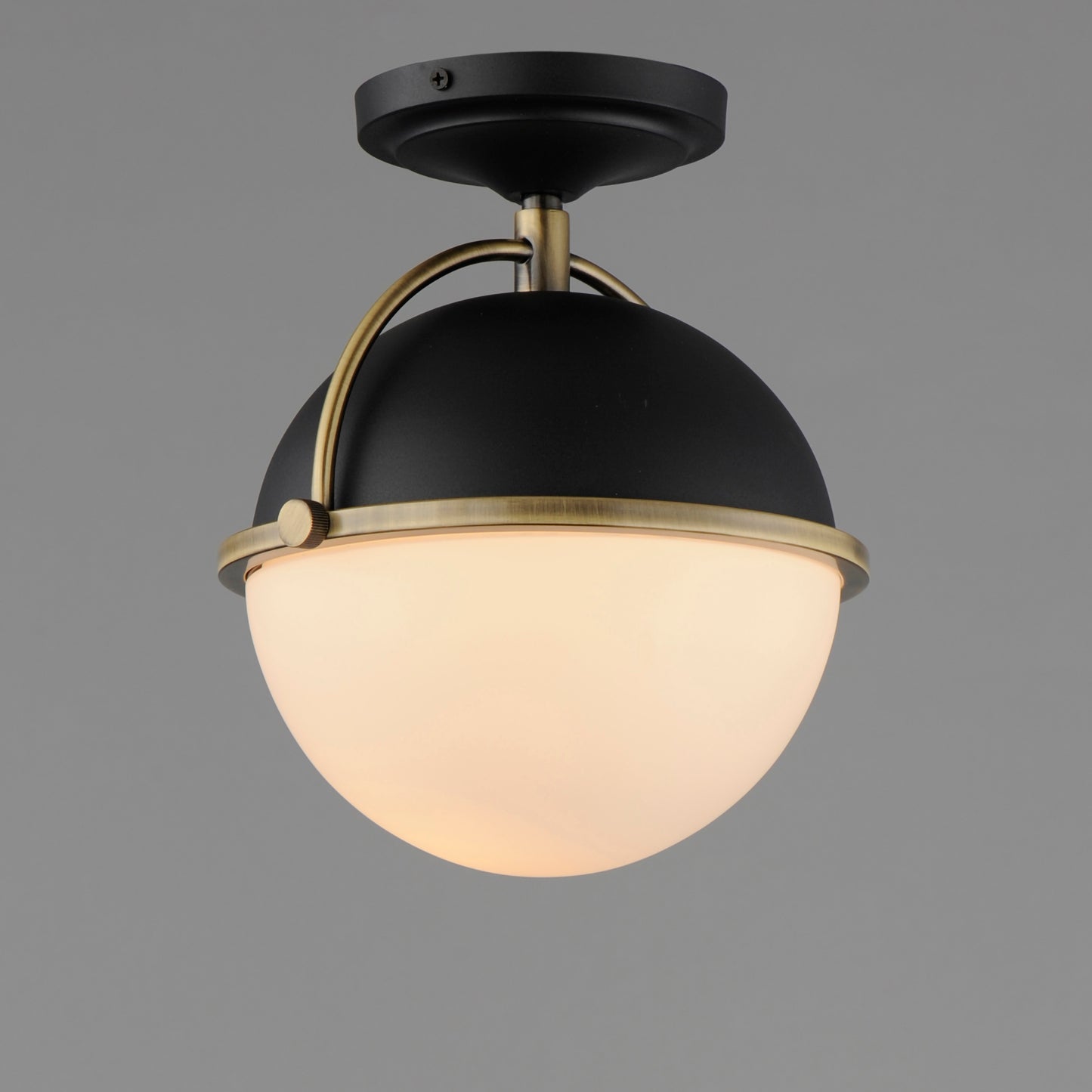 12410SWBKWBR - Duke 9.5" Semi Flush Mount Ceiling Light - Black/Weathered Brass