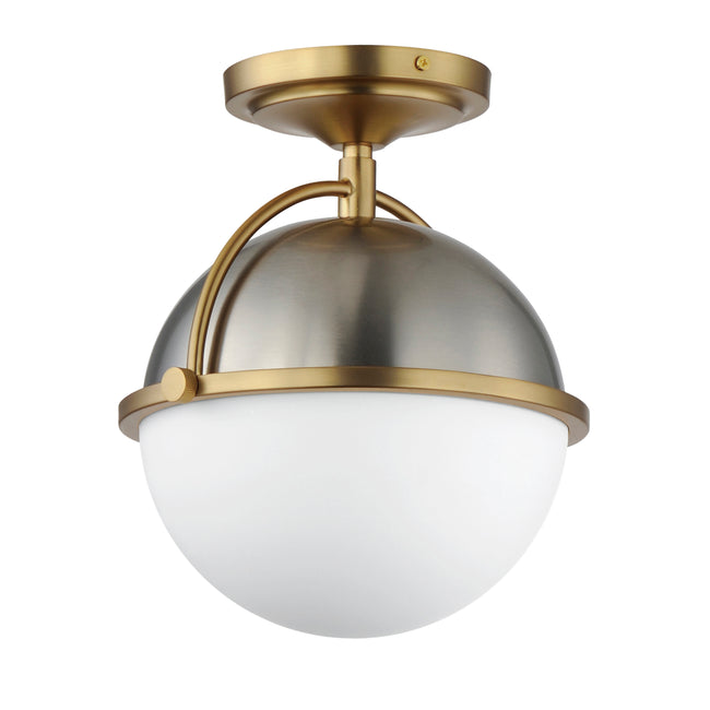 12410SWSNSBR - Duke 9.5" Semi Flush Mount Ceiling Light - Satin Nickel / Satin Brass