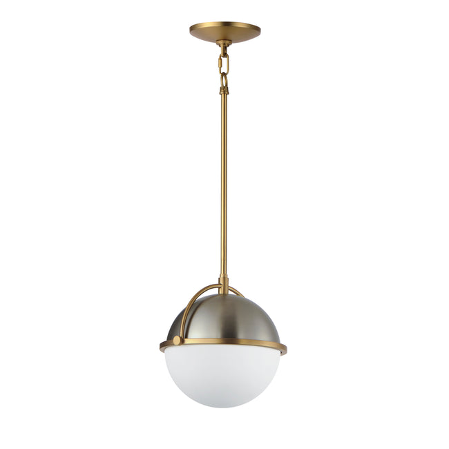 12411SWSNSBR - 1 Light Duke 9.5" Pendant - Satin Nickel / Satin Brass