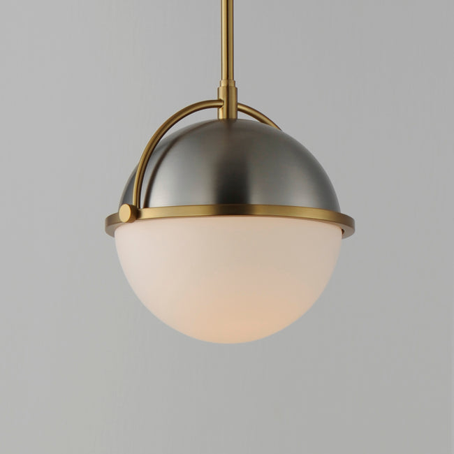 12411SWSNSBR - 1 Light Duke 9.5" Pendant - Satin Nickel / Satin Brass