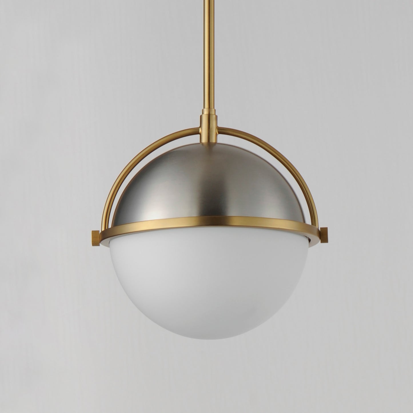 12411SWSNSBR - 1 Light Duke 9.5" Pendant - Satin Nickel / Satin Brass