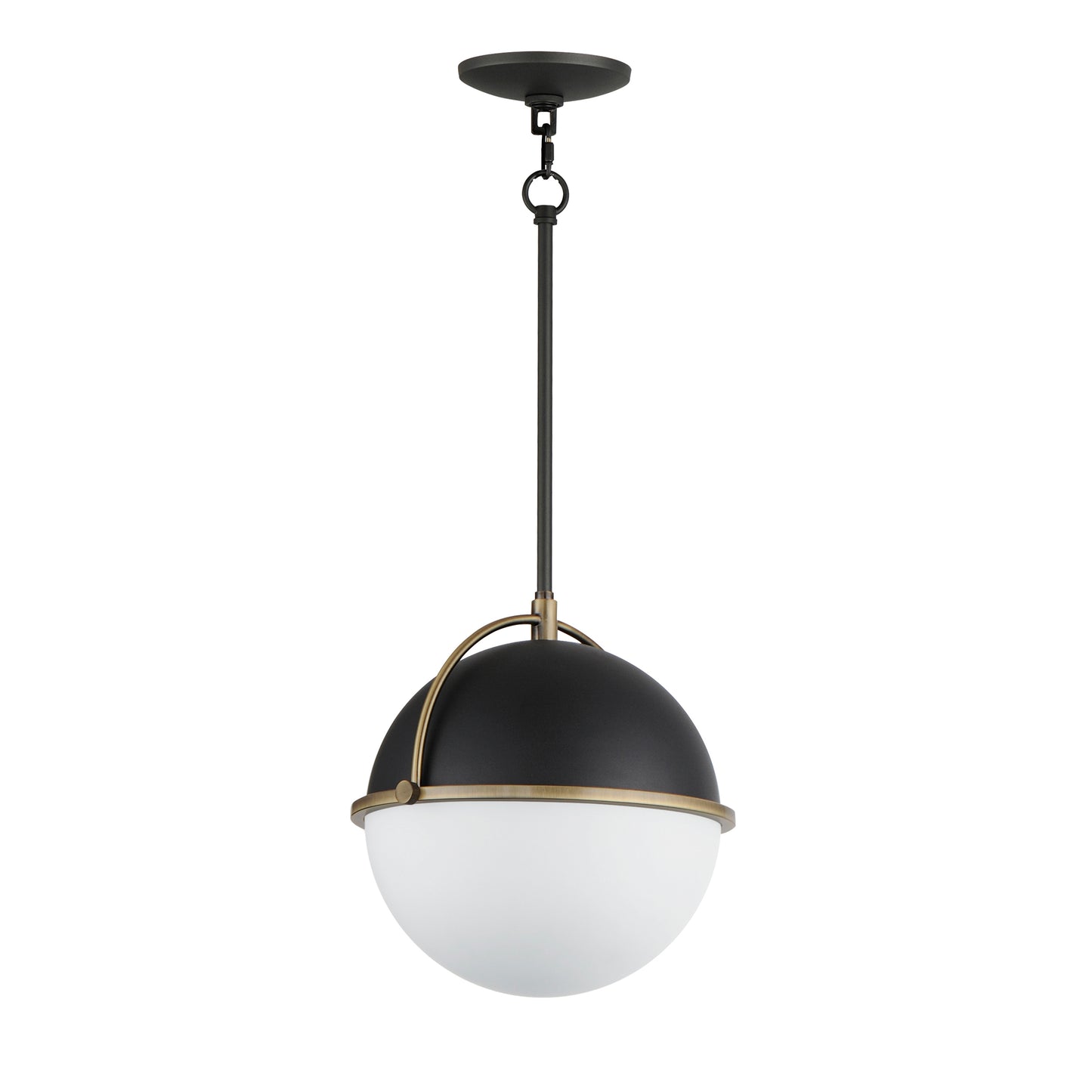 12412SWBKWBR - 1 Light Duke 12" Pendant - Black/Weathered Brass