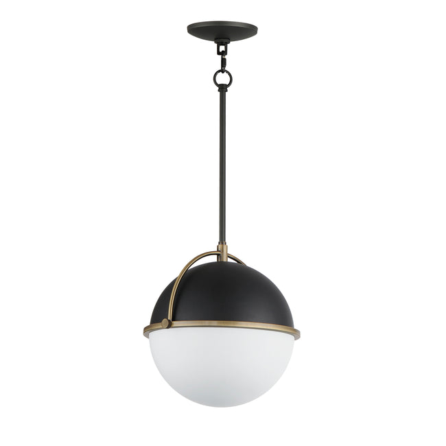 12412SWBKWBR - 1 Light Duke 12" Pendant - Black/Weathered Brass
