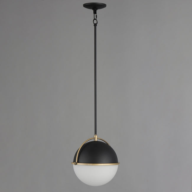 12412SWBKWBR - 1 Light Duke 12" Pendant - Black/Weathered Brass