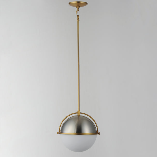 12412SWSNSBR - 1 Light Duke 12" Pendant - Satin Nickel / Satin Brass