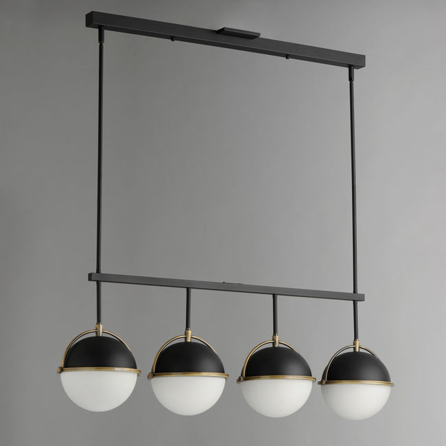 12414SWBKWBR - 4 Light Duke 8.75" Pendant - Black/Weathered Brass