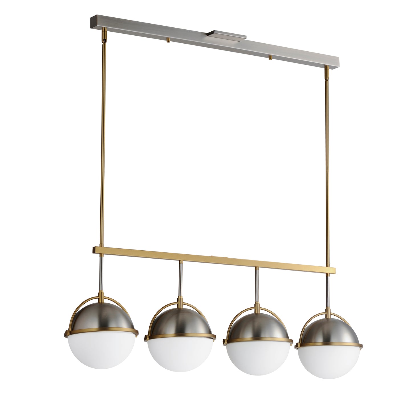 12414SWSNSBR - 4 Light Duke 8.75" Pendant - Satin Nickel / Satin Brass