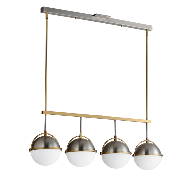 12414SWSNSBR - 4 Light Duke 8.75" Pendant - Satin Nickel / Satin Brass